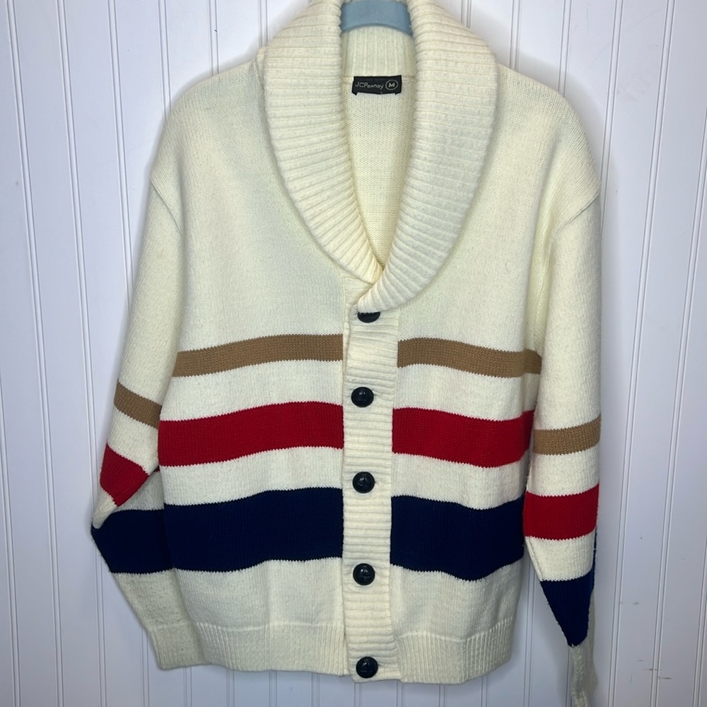 Vintage JCPenney Striped Button Up Cardigan Size Medium